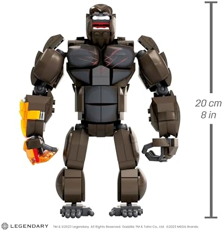Mega Godzilla x Kong The New Empire Building Set Action Figure Kong with 541 Pieces and Accessories, 12 Inches Long, for Adult Collectors
