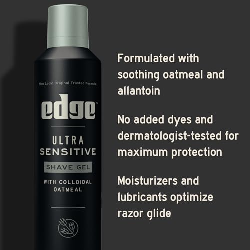 Edge Shaving Gel for Men, Ultra Sensitive with Colloidal Oatmeal, (6 Pack) - Shave Gel For Men That Moisturizes, Protects and Soothes To Help Reduce Skin Irritation