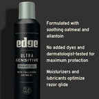 Edge Shaving Gel for Men, Ultra Sensitive with Colloidal Oatmeal, (6 Pack) - Shave Gel For Men That Moisturizes, Protects and Soothes To Help Reduce Skin Irritation