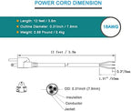 12FT 18AWG Power Cord Pigtail 3 Prong Open Wiring End Heavy Duty SJT Replacement Power Cord Cable NEMA 5-15P Male Plug, Power Cable 10A, 1200W at 120VAC
