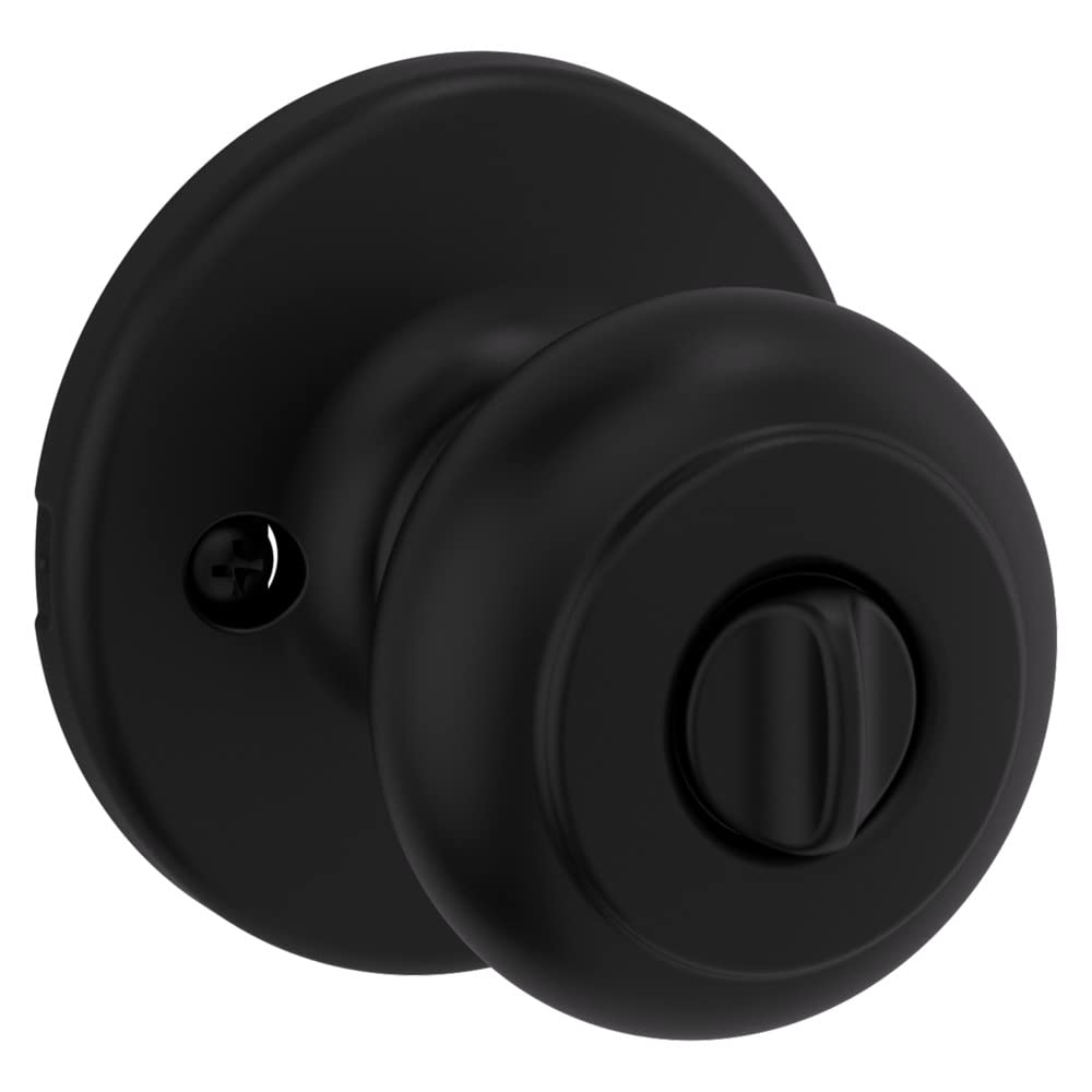 Kwikset Cove Entry Door Knob with Lock and Key, Secure Keyed Handle Exterior Doorknob, Front Entrance and Bedroom, Matte Black, Pick Resistant SmartKey Rekey Security