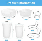 FZK Pegboard Bins PegBoard Cups with Hooks & Loops 12 Pack Set, Pegboard Bins, Peg Board Organizer Accessories, Pegboard Accessories for Craft Room Garage Office Workbench, Clear