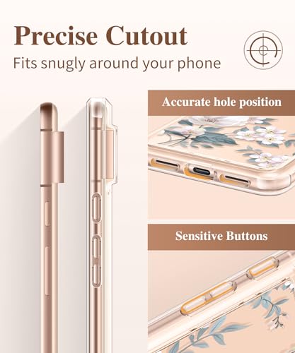 GVIEWIN Compatible with Google Pixel 8 Case with 2X Screen Protector, Clear Floral Slim Shockproof Protective Hard PC+TPU Bumper Flower Women Phone Case Cover 6.2'' 2023 (Magnolia/White)