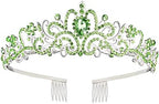 COCIDE Green Tiara and Crowns for Women Crystal Headband Princess Rhinestone with Combs Bride Hairpiece Bridal Wedding Prom Birthday Party Hair Accessories Jewelry for Women and Girls