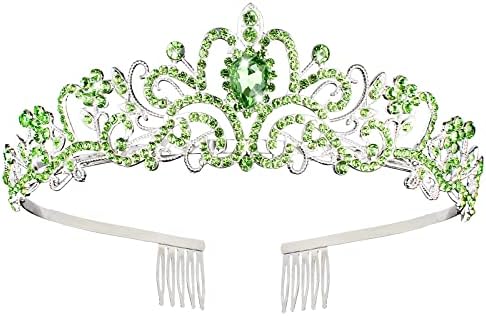 COCIDE Green Tiara and Crowns for Women Crystal Headband Princess Rhinestone with Combs Bride Hairpiece Bridal Wedding Prom Birthday Party Hair Accessories Jewelry for Women and Girls
