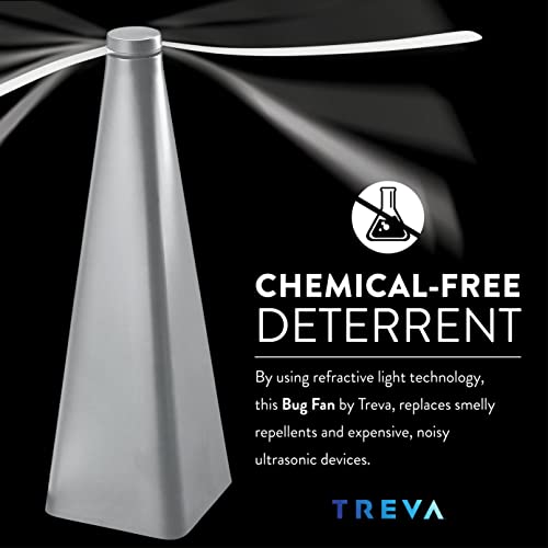 Treva Chemical Free Bug Fan, Fly Deterrent with Holographic Blades to Clear Bugs, Mosquitoes, and Flies, Battery Powered Fly Fan, Silver (4 Pack)