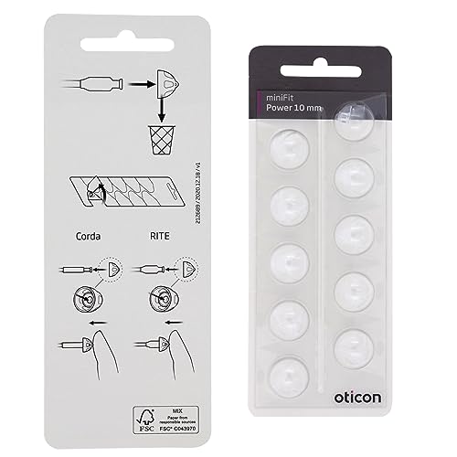 Genuine Oticon Hearing Aid Domes Minifit Power 10mm (0.39 inches - Large), Oticon Branded OEM Denmark Replacements, Authentic Accessories for Optimal Performance -2 Pack/20 Domes Total