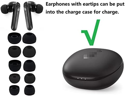 Ear Tips Compatible with Anker Soundcore P2 / P3, Silicone Ear Buds Ear Cap Ear Plug Eartips Replacement for Soundcore Life P3 / Soundcore Life P2, XS/S/M/L/XL 5 Size 5 Pairs, Black