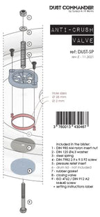 DUST COMMANDER DUST-SP Anti-Crushing Valve for Plastic Barrel / Cyclonic Filter