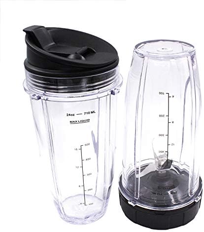 Replacement Blender Cup with Lid (2 Pack) 24 Oz Cups For Ninja Auto iQ BL480 BL482 BL642 BL682 BL450 BN401 BN751 BN801 Foodi SS351 SS151 SS401 Ninja Blender Auto iQ Blade