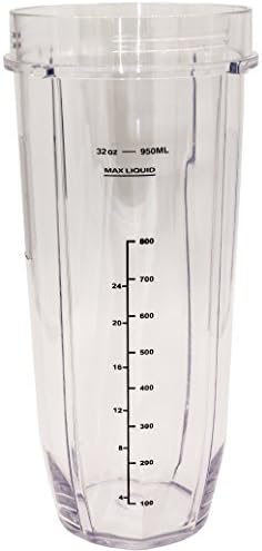 Blendin 32 Ounce Cup with Sip N Seal To Go Lids - Extra Large Replacement Jar Compaible with Nutri Ninja Auto-iQ 1000W and Duo Blenders - Premium Blender Cups Replacement (2 Pack)