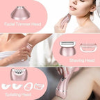 Hatteker Electric Shaver for Women Lady Epilator Electric Razors Kit Hair Remover for Face Chin Arm Leg Armpit Bikini Trimmer Painless Waterproof USB Rechargeable Dry Wet with Detachable Head 3 in 1