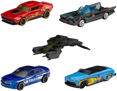 Bundle of Hot Wheels 5-Car Pack of 1:64 Scale Vehicles + Hot Wheels RC 1:15 Scale Shark Speeder, Remote-Control Vehicle That Bends, Turns & Slides Like a Mutant Machine, Features Lights & Sounds