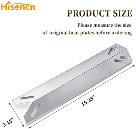 Hisencn 15.35'' Heat Plates for Cuisinart 2556, 2456, GAS2456AS, GAS2556AS, GAS1456ASO, GAS1456BSO, GAS2420AS, Heat Tents Replacement Parts for Cuisinart 5-Burner Gas Grill, Stainless Steel, 5-Pack