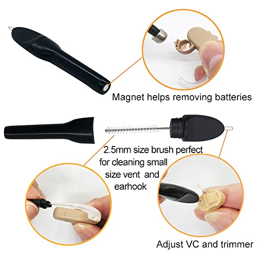 MiniFit Power Domes for Oticon Hearing Aids, 6mm, 8mm, 10mm, 12mm Replacement Domes for Oticon Mini RITE Hearing Aids with Cleaning Brush Tools Kit (10MM)