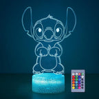 Hoofun 3D Illusion Stitch Night Light: Stitch Gifts Light with Remote Control and Smart Touch, Stitch Stuff for Girls Room Decor Lamp Birthday Christmas Gifts