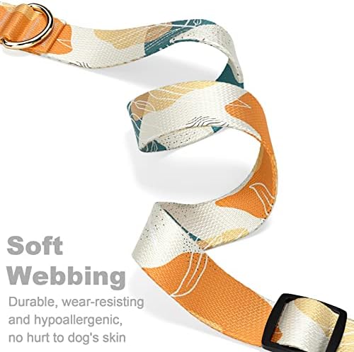 Rnivvi Dog Collar for Large Dogs, Cute Heavy Duty Adjustable Puppy Collar with Quick Release Buckle for Boy Girl & Female, Pet Accessories for Walking Running, L Length 1" Width, Abstract Leaves
