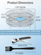 Three Stackable Dehydrator Racks for Ninja, Instant Pot Vortex, COSORI, CHEFMAN, Gowise, Ultrean, Gourmia - 304 Stainless Steel Grill Rack Fits 4.2-5.8 QT Air Fryer, Oven Air Fryer Accessories