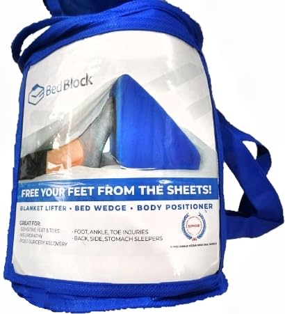 Bed Block - Blanket Lifter, Foot Wedge to Keep Blankets and Sheets Off Feet (Travel (Compressed), Royal Blue)