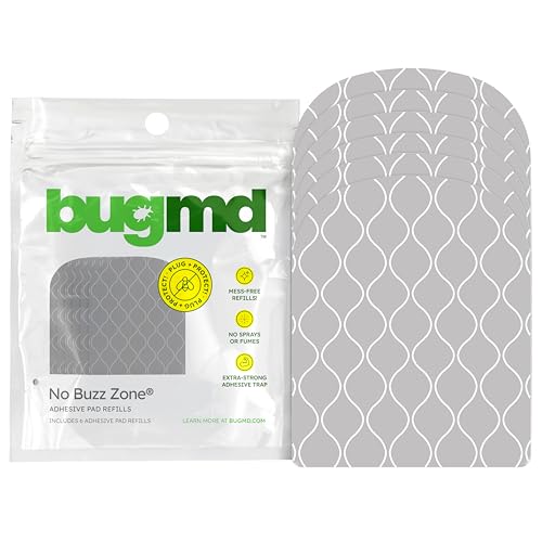 BugMD No Buzz Zone Refiller Pad (6 Pads) - Extra-Strong Adhesive Traps, Indoor Insect Trap Refill, No Harsh Chemicals, Household Friendly, Fly Trap Refill, Flea Trap Refills, Bug Trapper
