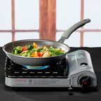 Chef Master 90019 Portable Butane Stove | 15,000 BTU Single Burner Gas Stove | Camping and Backpacking Essentials | Piezo Click Ignition | Double Wind Guard Burner | Hard Carrying Case