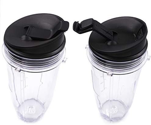 Replacement Blender Cup with Lid (2 Pack) 24 Oz Cups For Ninja Auto iQ BL480 BL482 BL642 BL682 BL450 BN401 BN751 BN801 Foodi SS351 SS151 SS401 Ninja Blender Auto iQ Blade