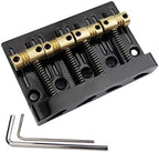Guyker 4 String High Mass Bass Bridge with Vintage CNC Machined Brass Saddles Tailpiece Replacement for Jazz Electric Bass (GB403, black)