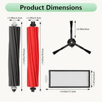 Replacement Parts Fit For Roborock Q5 Pro Q5 Pro+(Plus) Q5 Max+(Plus) Q5 DuoRoller+(Plus) Q8 Max Q8 Max+(Plus) Robot Vacuum Cleaner Accessories Kits. Dual Main Roller Brush, Washable Filter,Side Brush