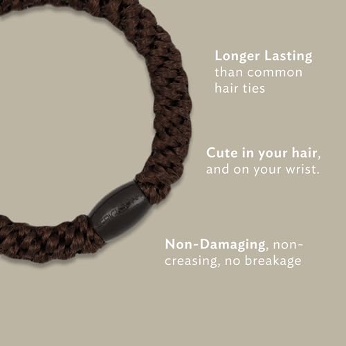 L. Erickson Grab & Go Pony Hair Ties - Espresso Brown - 8 Pack Grab and Go Ponytail Holders - Hair Ties No Damage - Brunette Dark Color Hair Bands Hair Accessories for Women