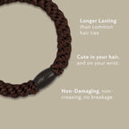 L. Erickson Grab & Go Pony Hair Ties - Espresso Brown - 8 Pack Grab and Go Ponytail Holders - Hair Ties No Damage - Brunette Dark Color Hair Bands Hair Accessories for Women