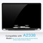 Replacement Screen 13.3" for MacBook Pro 13-inch M1 2020 Retina A2338 (Model: EMC 3578 EMC 8162 MYD83 MYD92 MYDA2 MYDC2 MNEQ3 MNEP3 MNEJ3) Full LCD Screen Display Assembly (Silver)