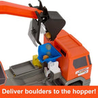 Matchbox Cars Playset, Action Drivers Transforming Excavator, Large Toy Truck, 1:64 Scale Construction Vehicle & 4 Accessories