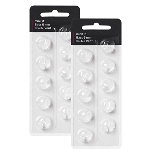 Hearing Aid Domes for Oticon Replacements, Oticon Minifit Double Vent Bass Domes (6 mm/2 Packs）, Universal Domes for Oticon Hearing Aid Supplies.