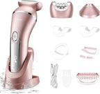 Hatteker Electric Shaver for Women Lady Epilator Electric Razors Kit Hair Remover for Face Chin Arm Leg Armpit Bikini Trimmer Painless Waterproof USB Rechargeable Dry Wet with Detachable Head 3 in 1