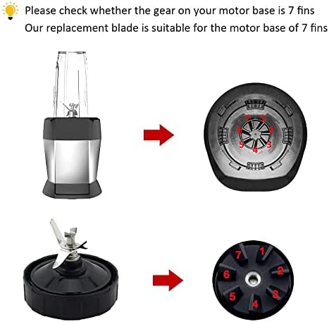 for Ninja Blender Blade Replacement Parts 7 Fins Compatible with Nutri Ninja Auto iQ BL642-30 BL482-30 BL682-30 with Silicone Rubber Gaskets Seal Ring Mixer Attachment, Updated