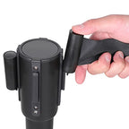 Amazon Basics Premium Crowd Control Stanchions with Easy Assembly, 6.5 foot Sturdy Retractable Belts - Pack of 2, Black