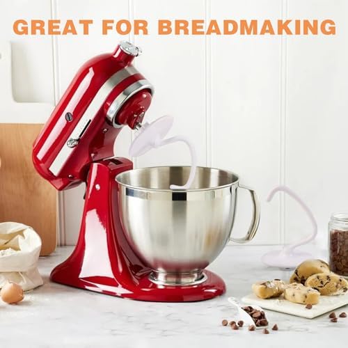 K45DH Coated Dough Hook for Kitchenaid Mixer, Accessories and Attachments for K45 K45SS KSM90 KSM150 Fits Kitchen Aid Tilt-Head Stand Mixer Bowls For 4.5-5 Quart Bowls