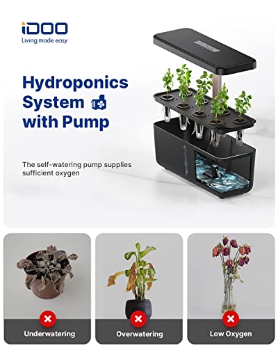iDOO Hydroponics Growing System Kit 8Pods, Christmas Gifts for Women Mom, Herb Garden Indoor with LED Grow Light for Home, Built-in Pump, Auto-Timer, Adjustable Height Up to 13.6", 8Pods WiFi-Black