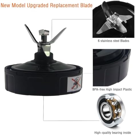 Ninja Blender Replacement Parts, 7 Fins Ninja Blender Blade for Ninja BN401 BN751 BN801 BL480 BL640 NN100-30 BL2012 32oz 24oz 18oz Cup Nutri Blender Parts 7-Fins Extractor Blade Assembly