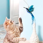 JXFUKAL Cat Feather Toy Refills, 6Pcs Simulation Bird Mouse Bee Worm Feather Cat Lures Wand Attachment Toys Replacement for Kitty Kitten Indoor Cats Accessories