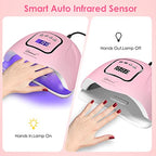 UV Gel Nail Lamp,150W UV Nail Dryer LED Light for Gel Polish-4 Timers Professional Nail Art Accessories,Curing Gel Toe Nails (Pink)
