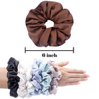 IVARYSS Big Scrunchies for Women Thick Hair, Premium Satin Softer than Silk, XL 6 Inch Extra Large Scrunchy Elastic Hair Bands Accessories, 6 Pack, Black