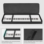 88-Key Keyboard Case – Full Padded Piano Gig Bag with Adjustable Shoulder Straps, 4 Storage Pockets for Accessories, 53.9" x 7.1" x 14.6" (Black)