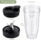 5-piece Blender Replacement Parts 24oz Ninja Blender Cups with To-Go Lids, 7 Fins Extractor Blade Compatible with Nutri Ninja Auto iQ Blenders BL2012 BN801 BL480 BL682 BL642