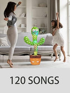 Talking Cactus Toy with LED 120 English Songs, Singing Musical Toy, Tummy Time Toy Baby Mimicking Repeats What You Say (Audio Recording & Retelling)