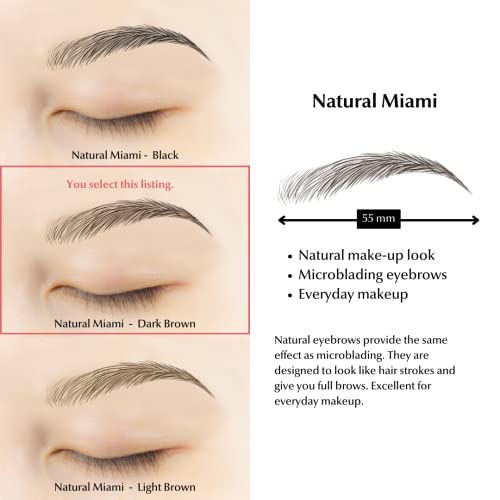 | Waterproof Eyebrow Tattoo Stickers. A real hair stroke look. Hair replacement without surgery. Solution for hair loss. Bushy Tinted eyebrow tattoos. (New Miami, Dark Brown)