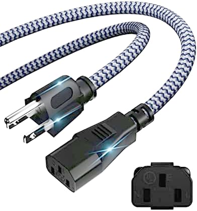 Power Cord - 3 Pin Power Cord Braided,10FT/3m AC Replacement Power Cable 3 Prong,Universal Power Cord for Monitor, PS3, Xbox-360, TV, Computer, Printer,PC and More(10A,110V-250V,18AWG)