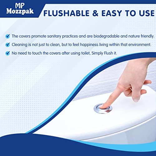MP MOZZPAK Toilet Seat Covers Disposable (100 Pcs) - XL Flushable Disposable Toilet Seat Cover for Kids Potty Training, Adults - 100% Biodegradable - Travel Essential Accessories for Airplane, Camping