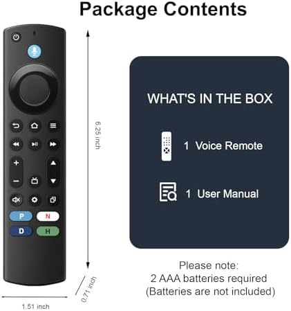 Replacement Voice TV Remote for Amazon Fire Smart Stick 4K Max, 4K, Cube, for Insignia, Toshiba, Pioneer Smart TV, for Firestick (Lite, 2nd Gen, 3rd Gen)