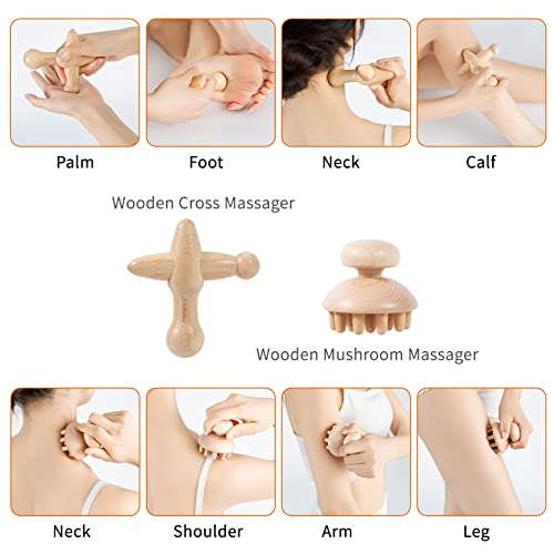 AiRelax 7 Pack Wood Therapy Massage Tools for Body Shaping Set, Cellulite Massager,Maderoterapia Kit Colombiana,Lymphatic Drainage Massager Tools for Neck Back Waist Pain Relief